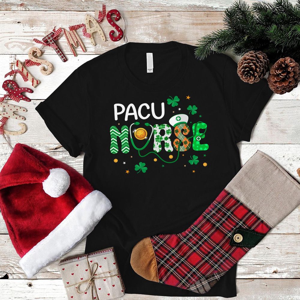 Happy St Patricks Day Nurses Lucky Pacu Nurse Shamrock Shirt Unisex Standard T-Shirt black s