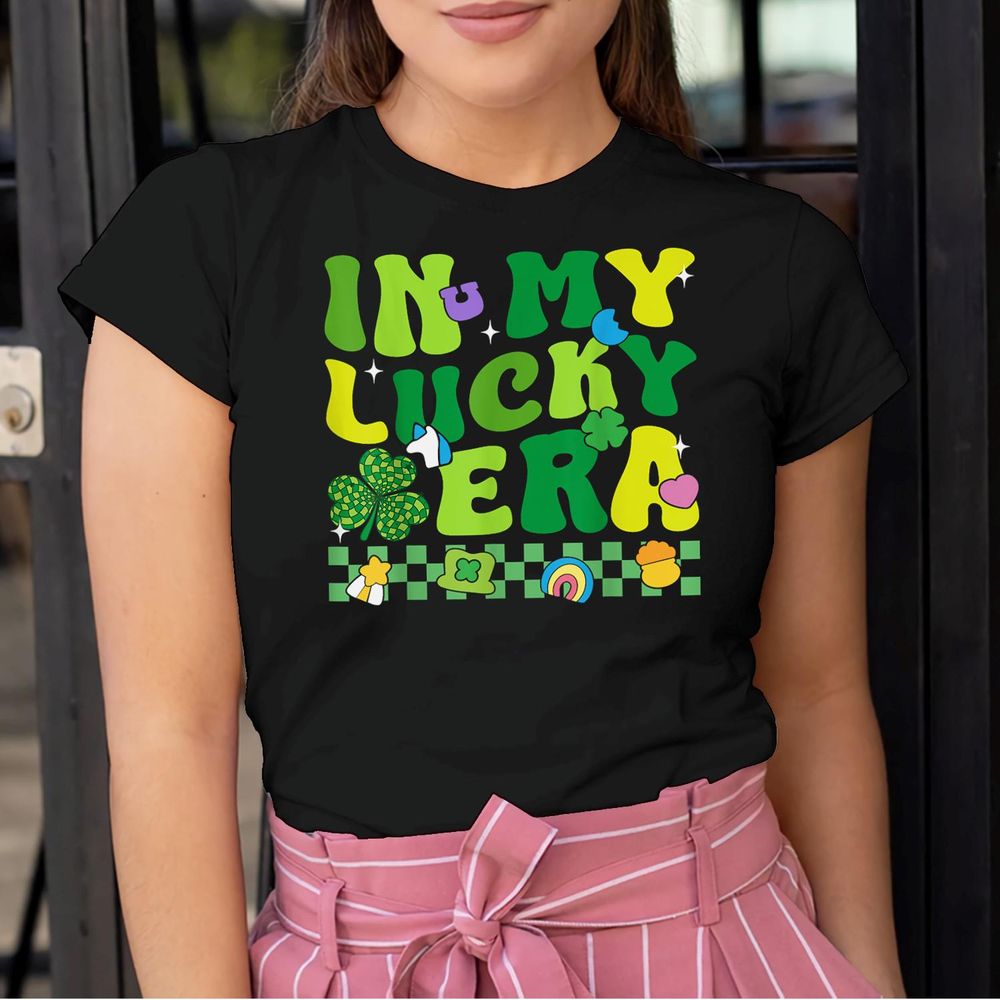 In My Lucky Era Patricks Day Shamrock Lucky Charm Men Women Shirt Unisex Standard T-Shirt black s